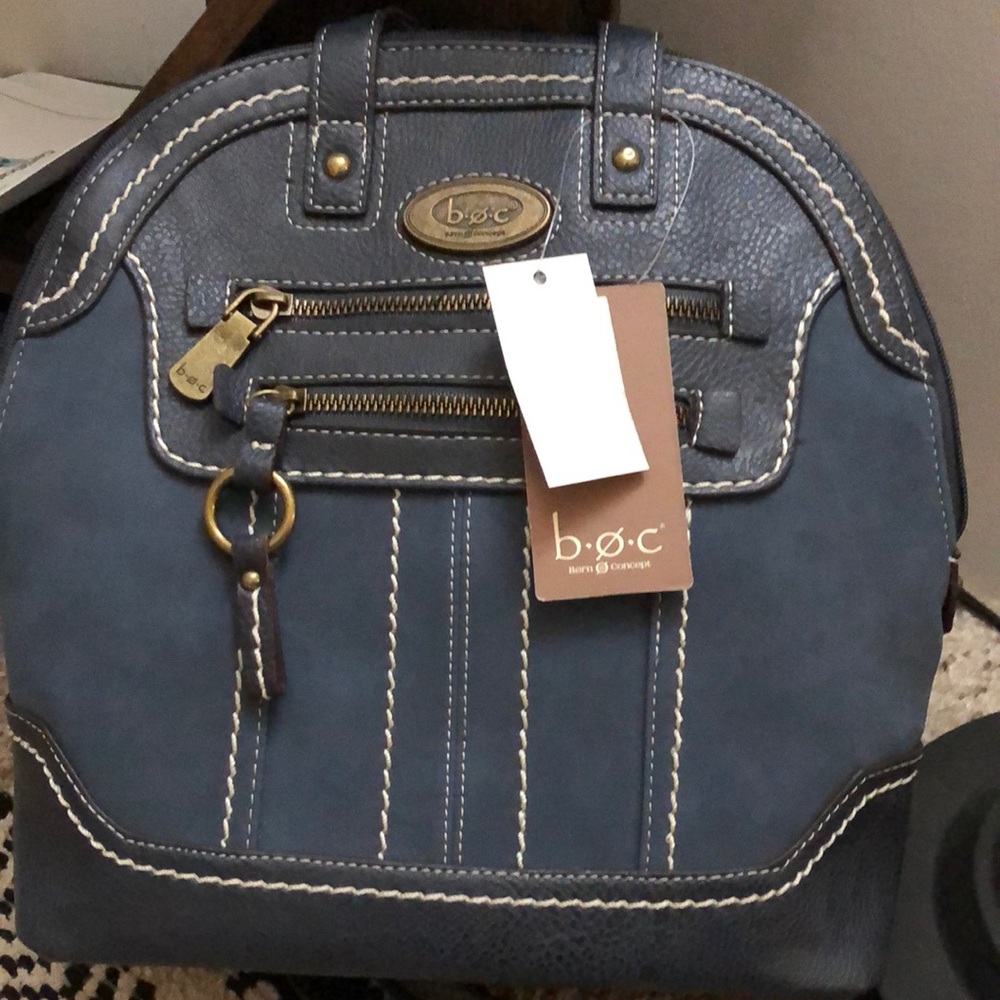 Born Concept( brand) - Backpack purse- Navy Blue- Leather